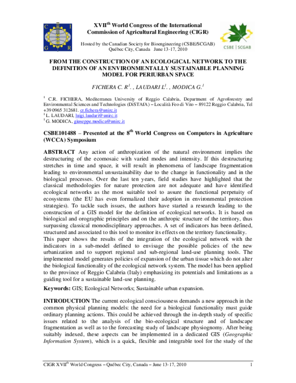 (PDF) From the construction of an ecological network to the definition ...