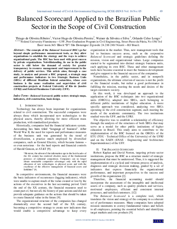 (PDF) Balanced Scorecard Applied to the Brazilian Public Sector in the ...