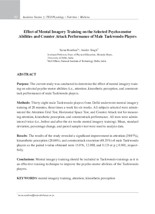 (PDF) Effect of Mental Imagery Training on the Selected Psycho-motor ...