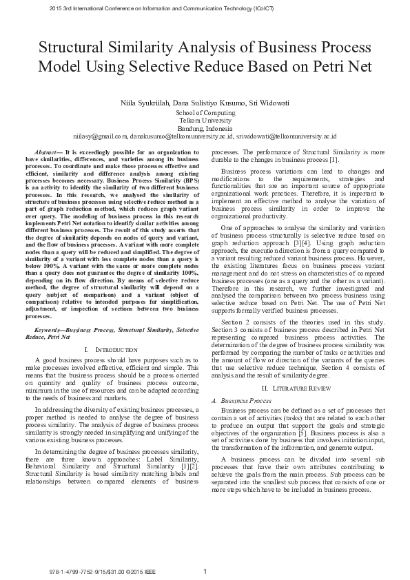 (PDF) Structural similarity analysis of business process model using ...