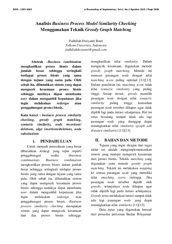 (PDF) Analisis Business Process Model Similarity Checking Menggunakan ...