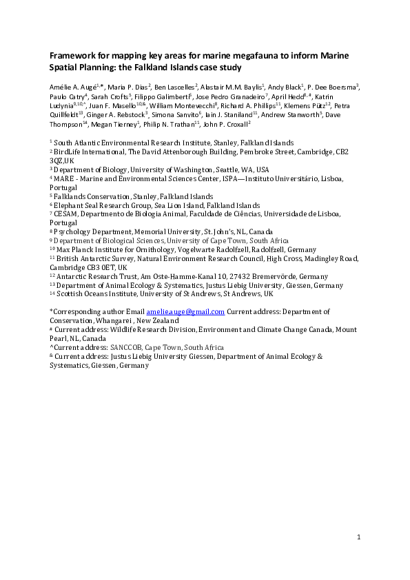 (PDF) Framework for mapping key areas for marine megafauna to inform Marine Spatial Planning