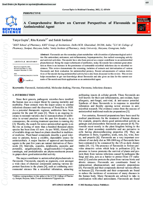 (PDF) A Comprehensive Review on Current Perspectives of Flavonoids as ...