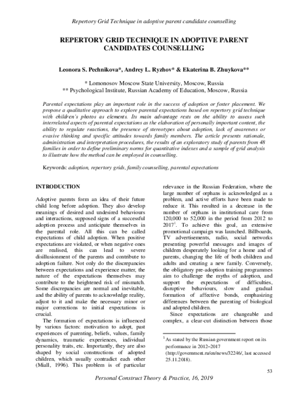 (PDF) Repertory Grid Technique in adoptive parent candidate counselling