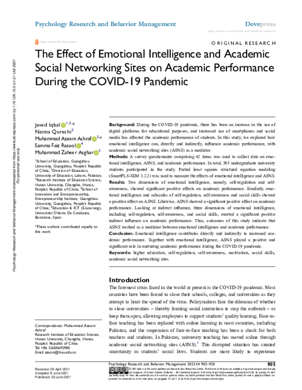 (PDF) The Effect of Emotional Intelligence and Academic Social ...