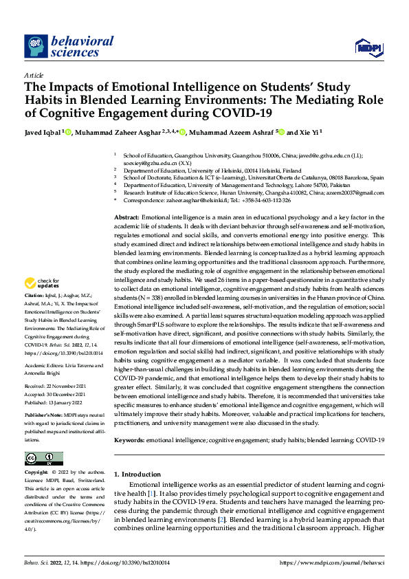 (PDF) The Impacts of Emotional Intelligence on Students’ Study Habits ...