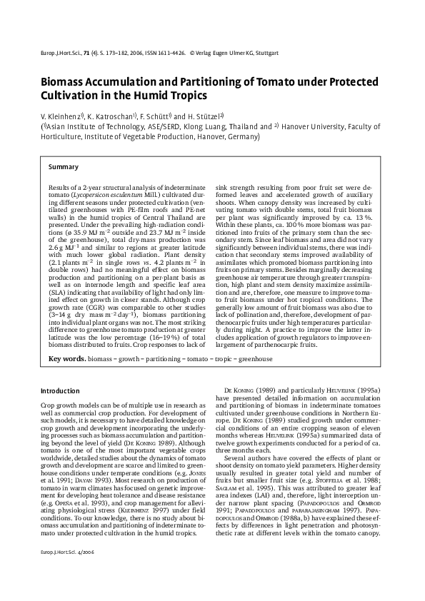 (PDF) Biomass accumulation and partitioning of tomato under protected ...