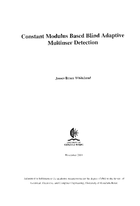(PDF) Constant modulus based blind adaptive multiuser detection