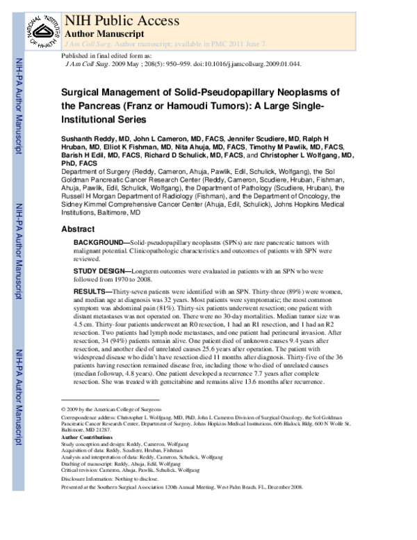 (PDF) Surgical Management of Solid-Pseudopapillary Neoplasms of the ...