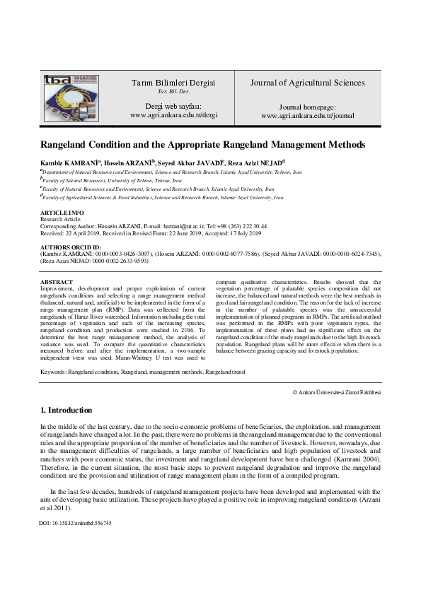 (PDF) Rangeland Condition and the Appropriate Rangeland Management Methods