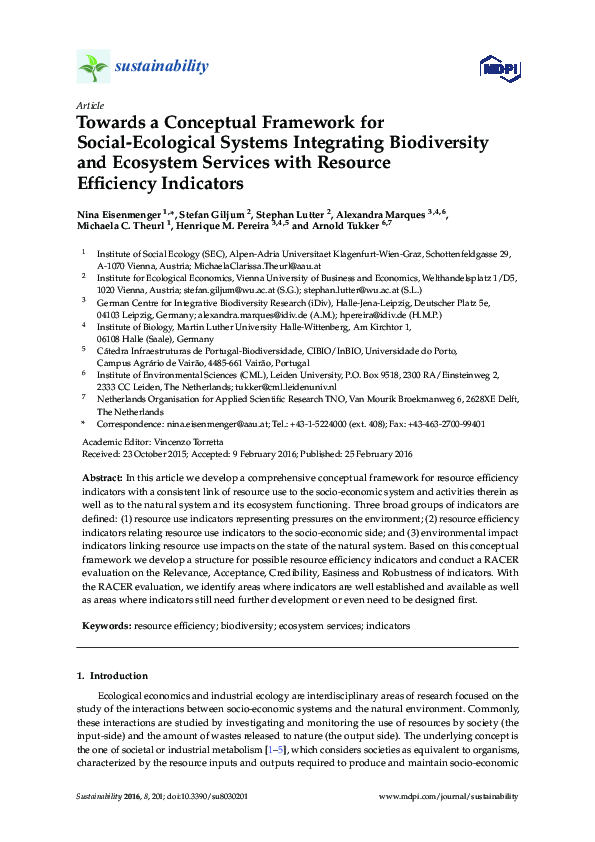 (PDF) Towards a Conceptual Framework for Social-Ecological Systems ...