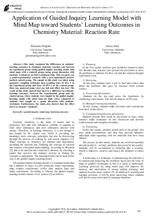 (PDF) Application of Guided Inquiry Learning Model with Mind Map toward ...