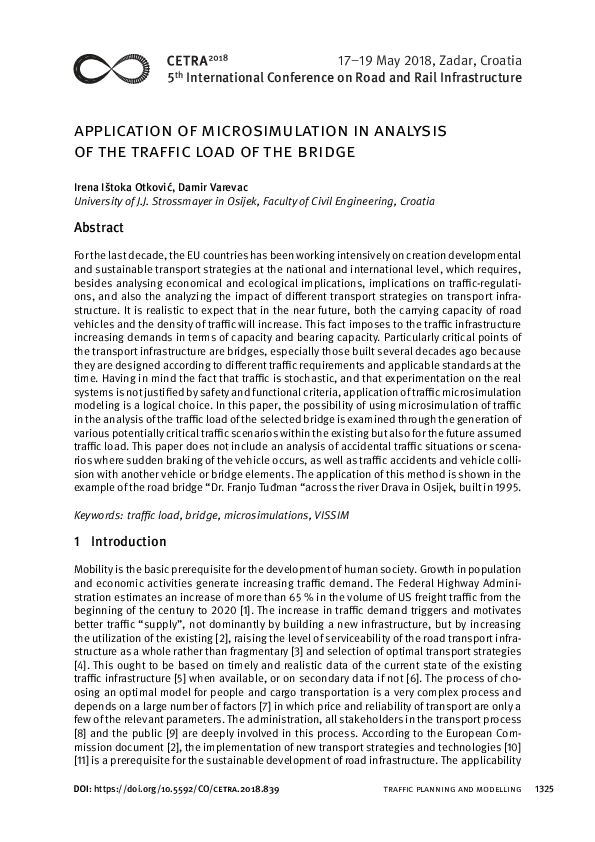 (PDF) Application of microsimulation in analysis of the traffic load of ...