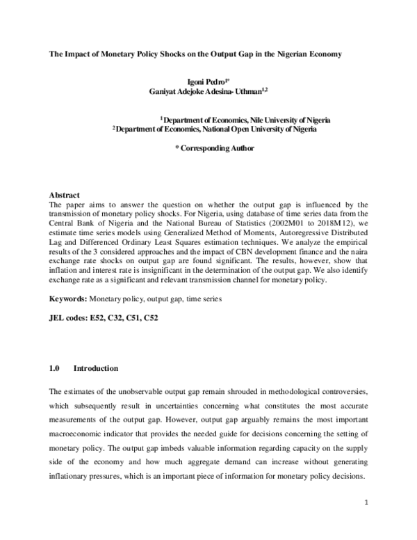 (PDF) The Impact of Monetary Policy Shocks on the Output Gap in the ...