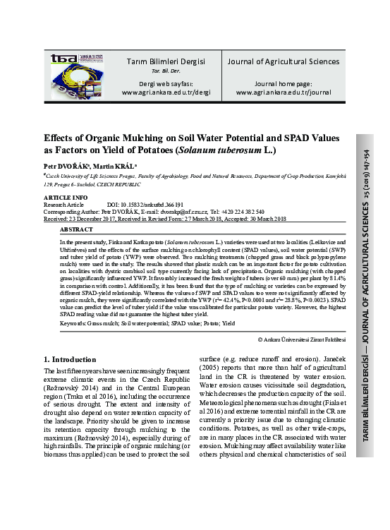 (PDF) Effects of Organic Mulching on Soil Water Potential and SPAD ...