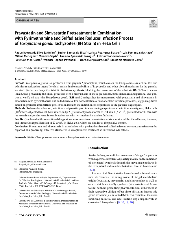 (PDF) Pravastatin and Simvastatin Pretreatment in Combination with ...