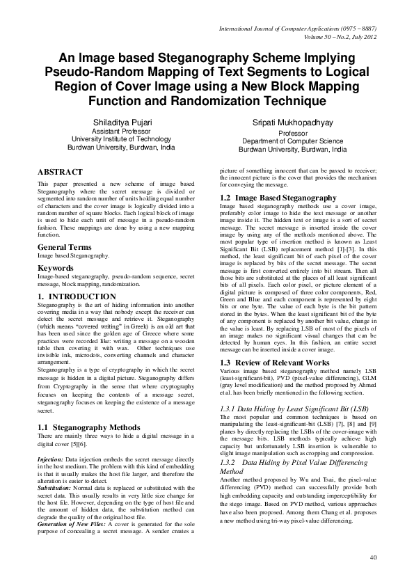 (PDF) An Image based Steganography Scheme Implying Pseudo-Random ...