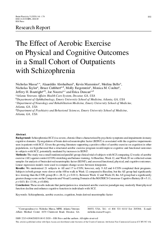 (PDF) The Effect of Aerobic Exercise on Physical and Cognitive Outcomes ...