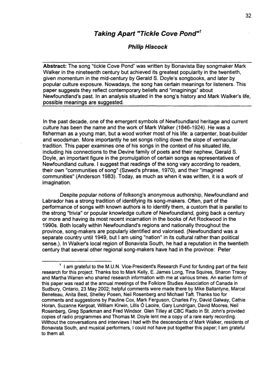 (PDF) Taking Apart'Tickle Cove Pond Philip Hiscock Academia.edu