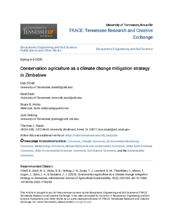 (PDF) Conservation agriculture as a climate change mitigation strategy ...