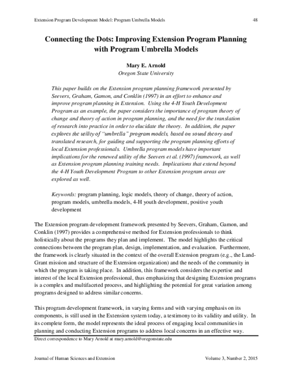 (PDF) Connecting the Dots: Improving Extension Program Planning with ...