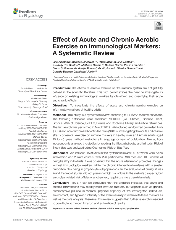 (PDF) Effect of Acute and Chronic Aerobic Exercise on Immunological ...