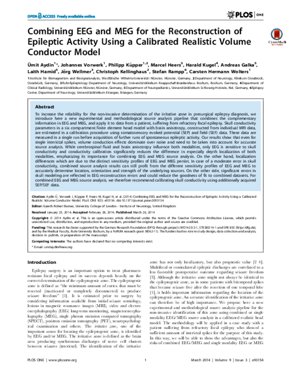 (PDF) Combining EEG and MEG for the Reconstruction of Epileptic ...