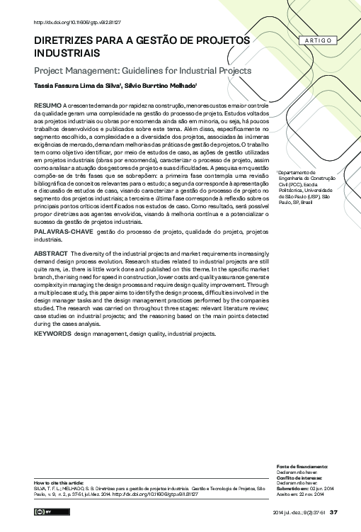 (PDF) Project Management: Guidelines for Industrial Projects