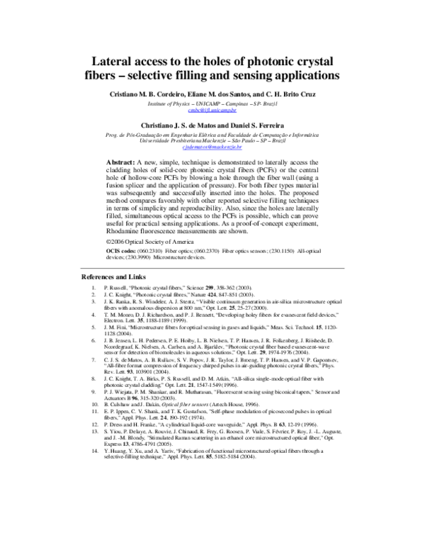 (PDF) Lateral access to the holes of photonic crystal fibers ...