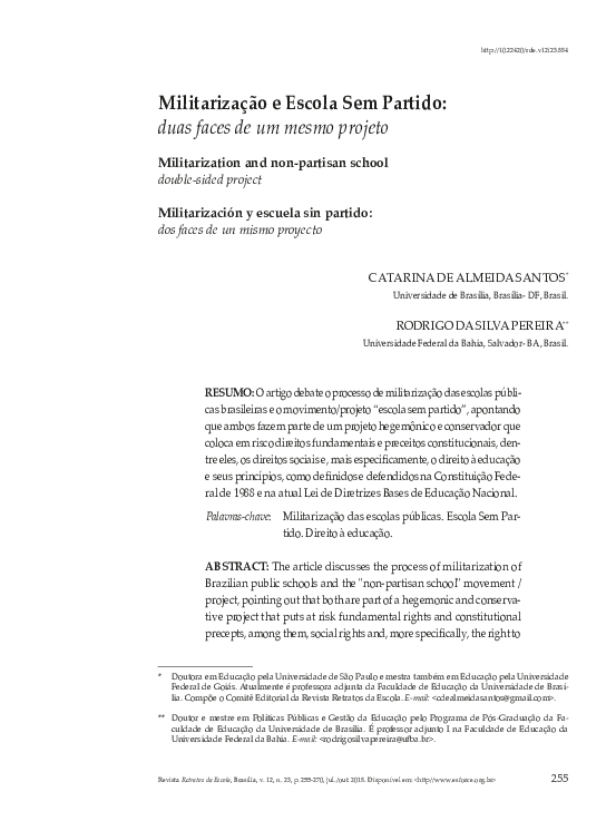 (PDF) Militarização e Escola sem Partido: duas faces de um mesmo projeto