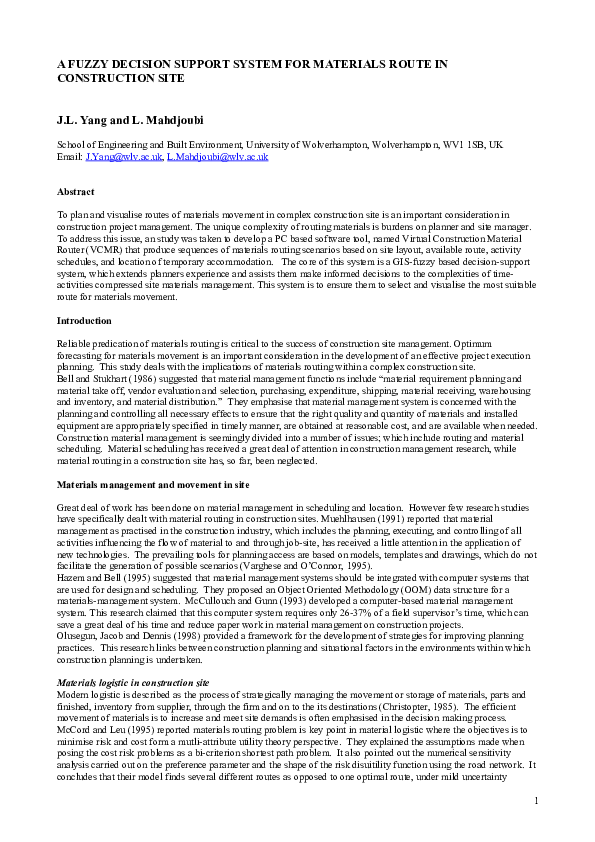 (PDF) A Fuzzy Decision Support System for Materials Route in ...