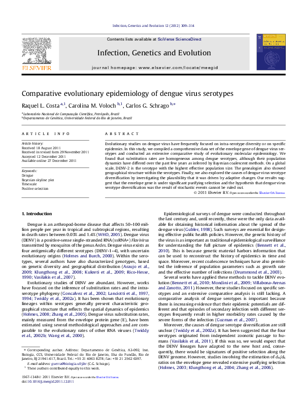 (PDF) Comparative evolutionary epidemiology of dengue virus serotypes
