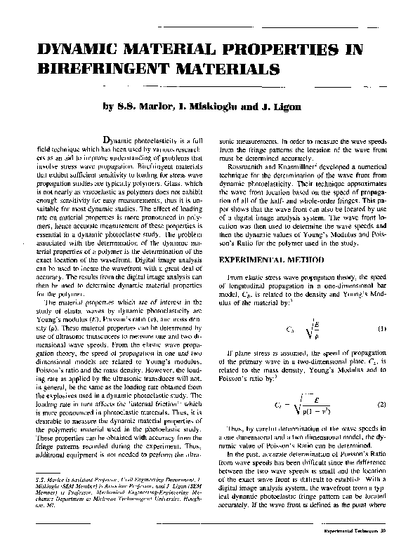 (PDF) Dynamic Material Properties in Birefringent Materials