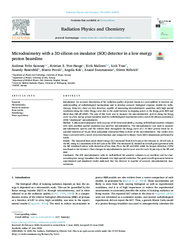 (PDF) Microdosimetry with a 3D silicon on insulator (SOI) detector in a ...