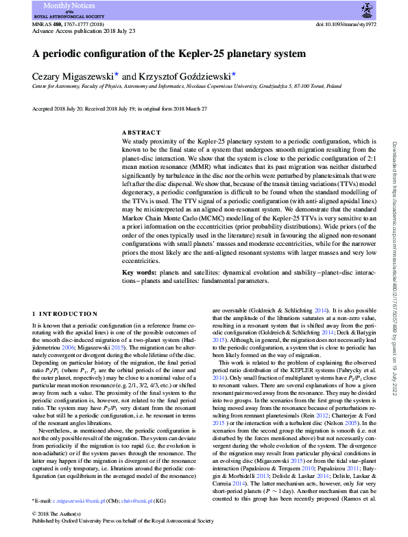 A periodic configuration of the Kepler-25 planetary system