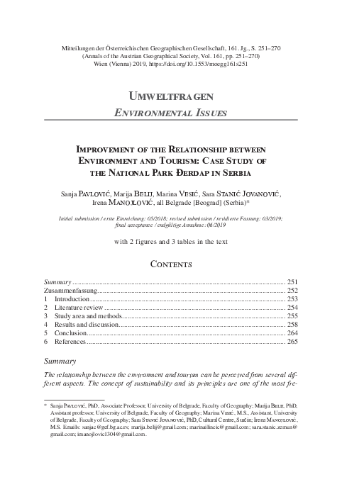 (PDF) Improvement of the Relationship between Environment and Tourism ...