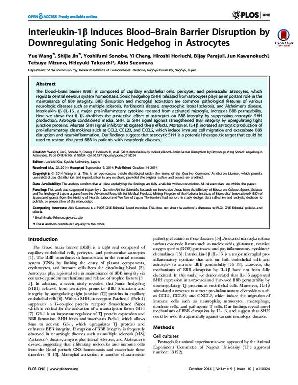 (PDF) Interleukin-1β Induces Blood–Brain Barrier Disruption by ...