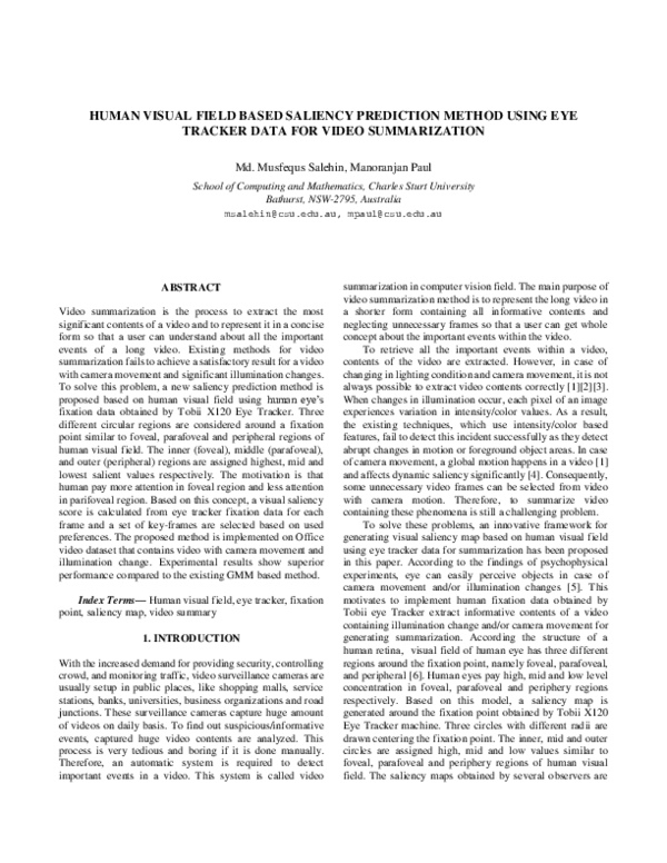 (PDF) Human visual field based saliency prediction method using Eye ...