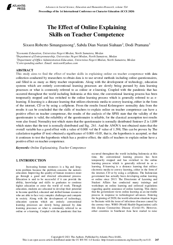 (PDF) The Effect of Online Explaining Skills on Teacher Competence