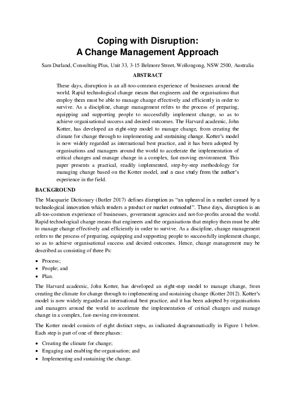 (PDF) Coping with disruption: A change management approach