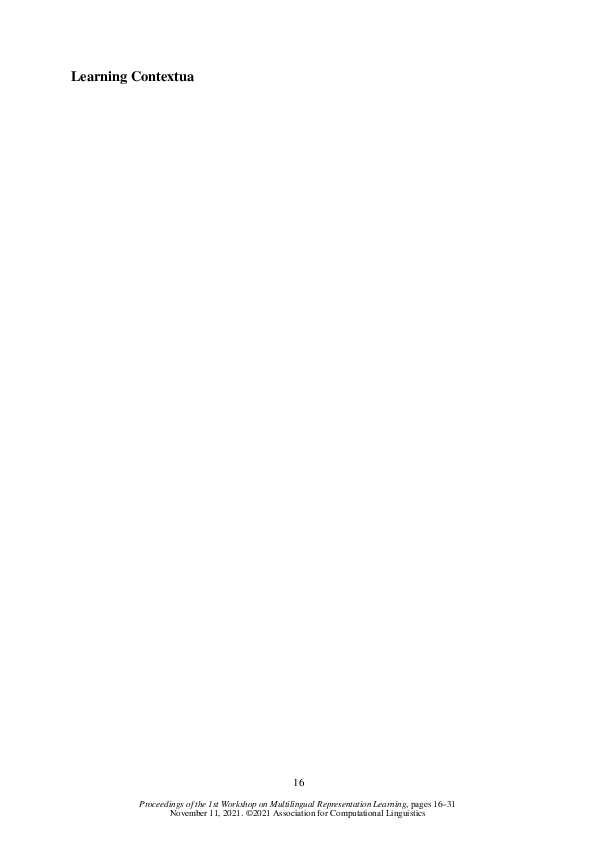 (PDF) Learning Contextualised Cross-lingual Word Embeddings and ...