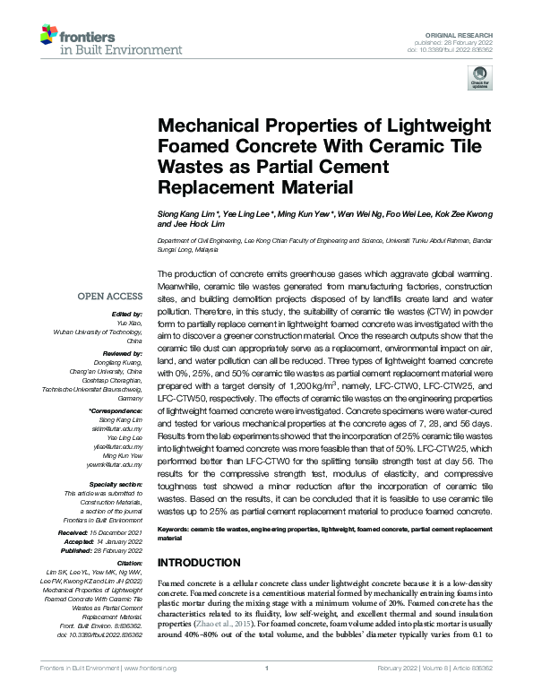 (PDF) Mechanical Properties of Lightweight Foamed Concrete With Ceramic ...