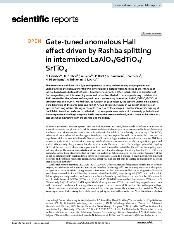 (PDF) Gate-tuned anomalous Hall effect driven by Rashba splitting in ...