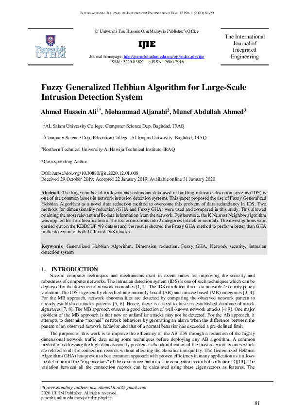 (PDF) Fuzzy Generalized Hebbian Algorithm for Large-Scale Intrusion ...