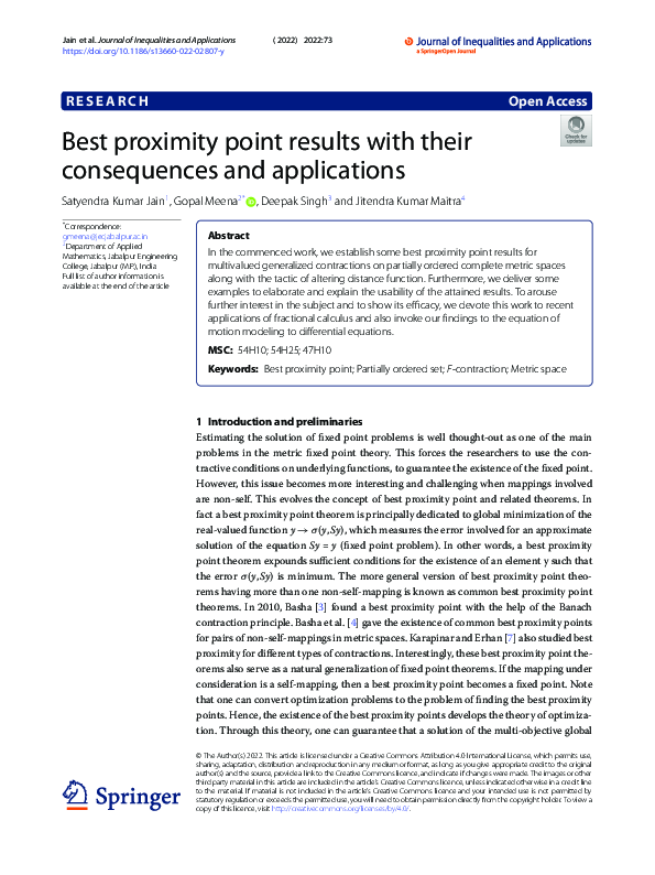 (PDF) Best proximity point results with their consequences and applications