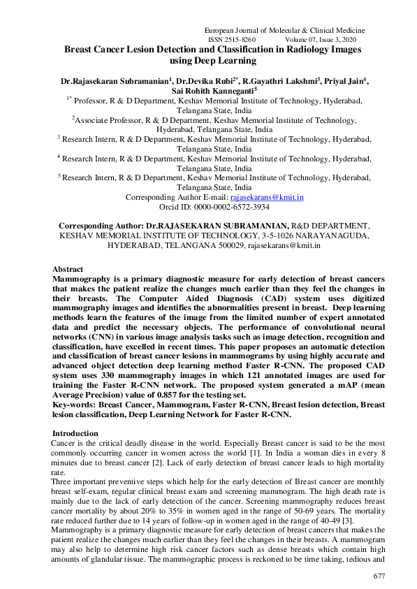 (PDF) Breast Cancer Lesion Detection and Classification in Radiology ...