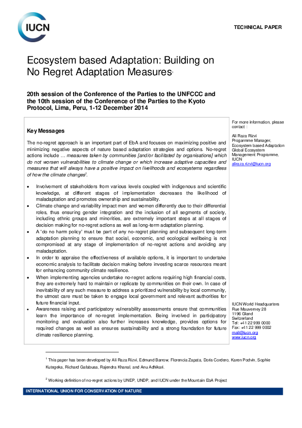 (PDF) Ecosystem based Adaptation: Building on No Regret Adaptation ...