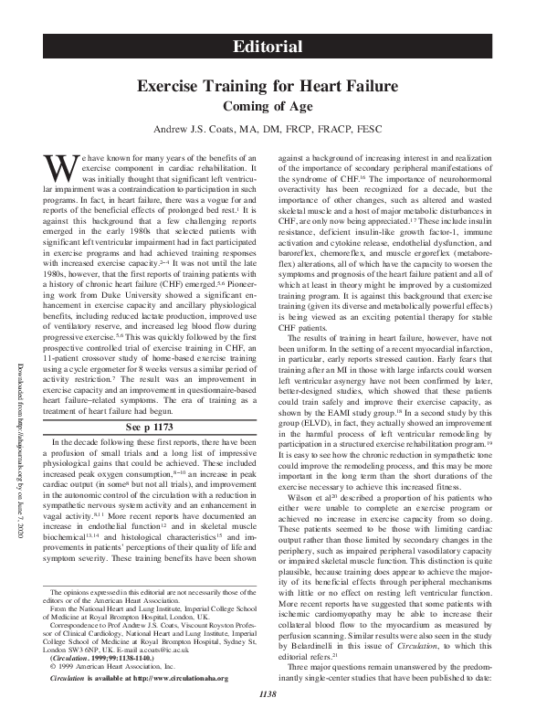 (PDF) Exercise Training for Heart Failure