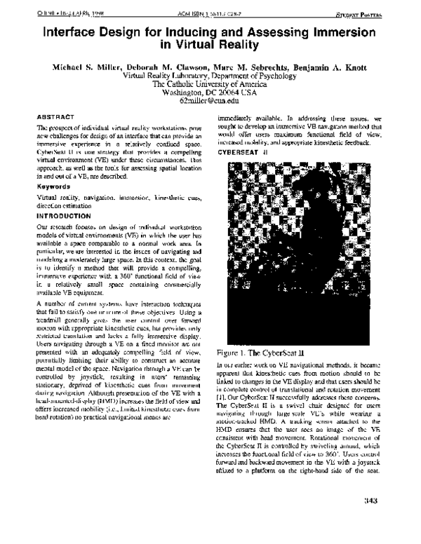 (PDF) Interface design for inducing and assessing immersion in virtual ...