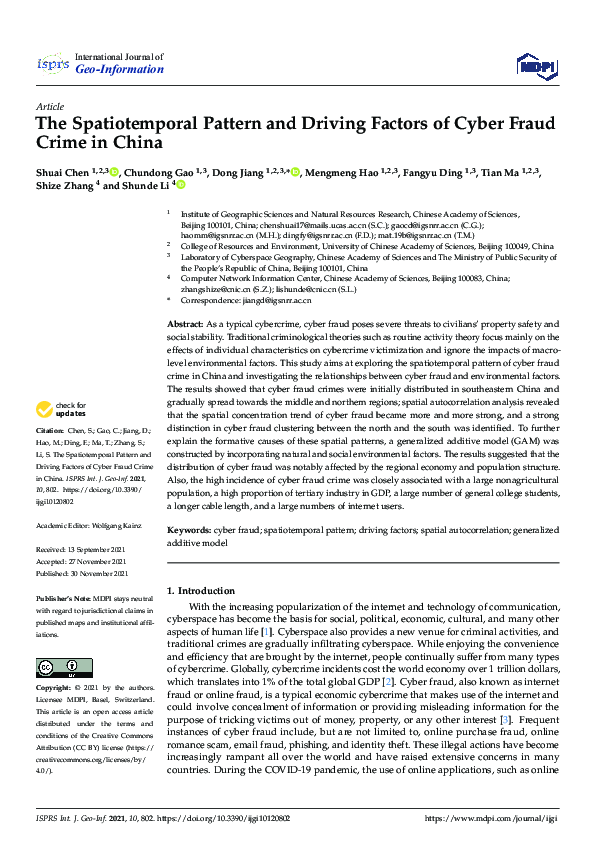 (PDF) The Spatiotemporal Pattern and Driving Factors of Cyber Fraud ...